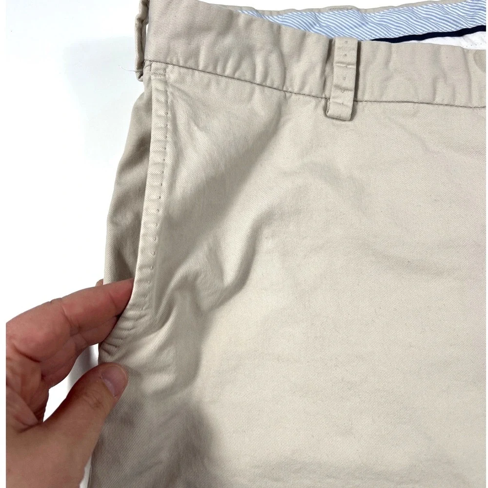 Peter Millar Mens Chino Shorts Tan Khaki Cotton Twill Flat Front Size 40L EUC